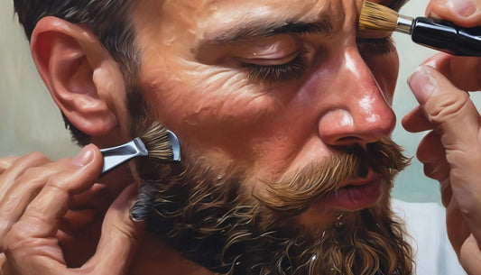 man grooming beard with oil