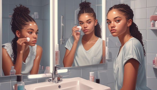 teenagers skincare routine bathroom mirror