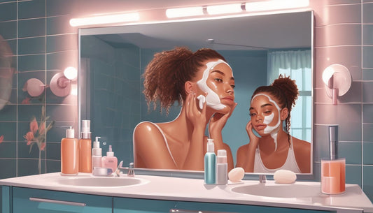 teenagers skincare routine bathroom mirror