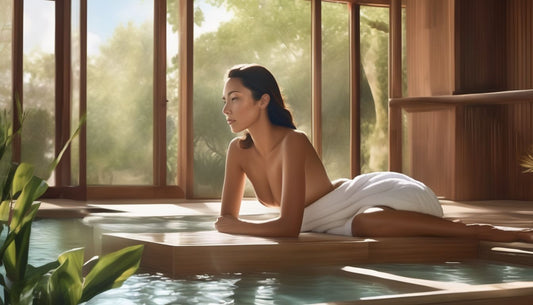 woman with glowing skin in a serene spa setting