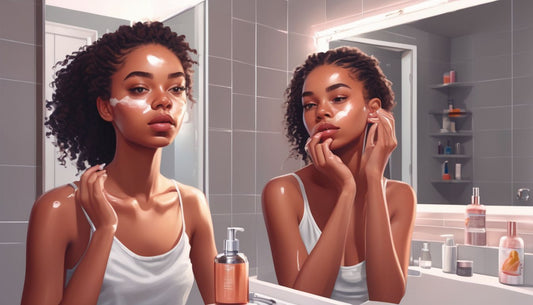 teenagers skincare routine bathroom mirror