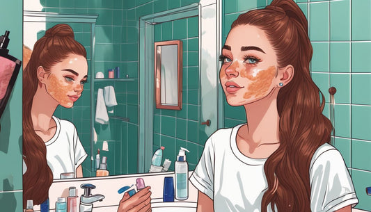 teenager skincare routine bathroom mirror